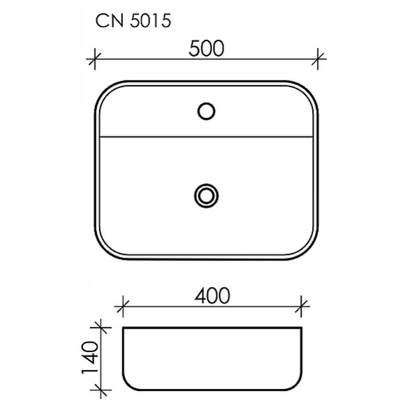 Раковина чаша Ceramicanova Element 50 CN5015, прямоугольная