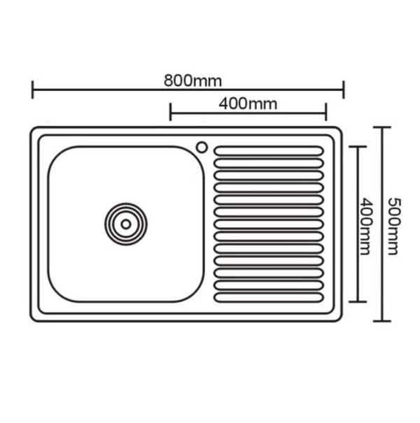 Мойка кухонная SINKLIGHT накладная 8050 R 1600,6 правая, глянец