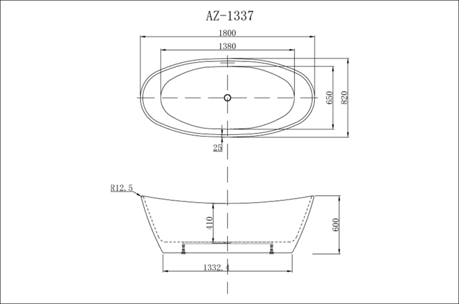 Ванна акриловая отдельностоящая Azario Easton 180 x 82 x 60 AZ-1337B белая / чёрная, с каркасом, сифоном Череповец - Торговый Дом Сантехника