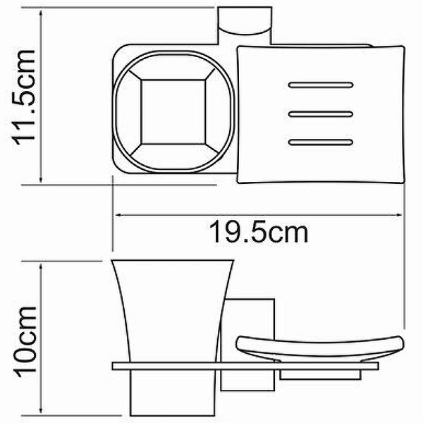 Стакан для зубных щеток с мыльницей WasserKRAFT Exter K-5226, светлая бронза