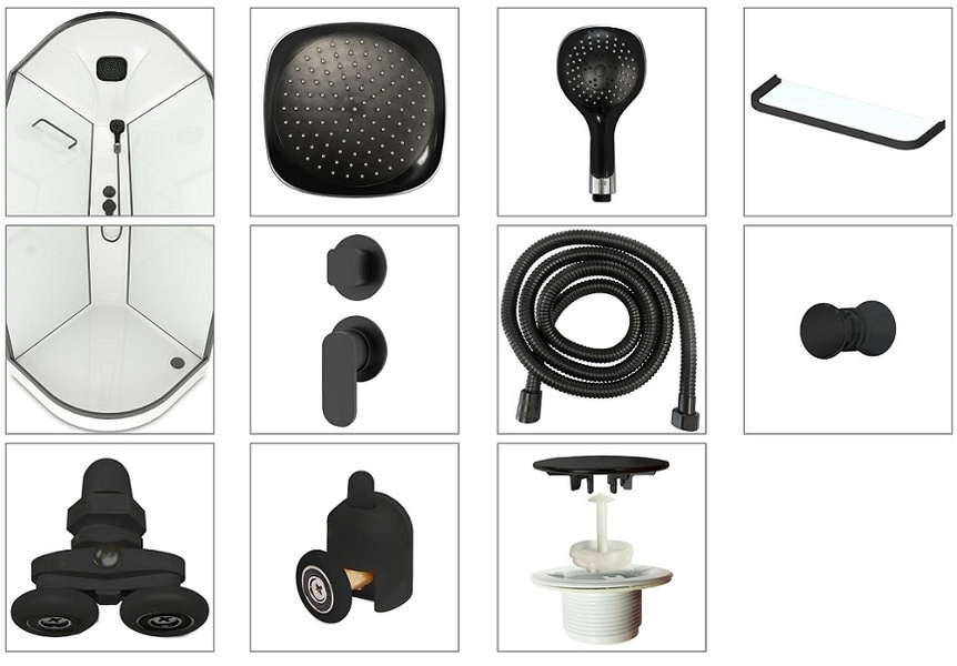 Душевая кабина Domani-Spa Delight Slim 110 100 х 100 х 218 х 15 черные стенкитониров.ст., профиль G