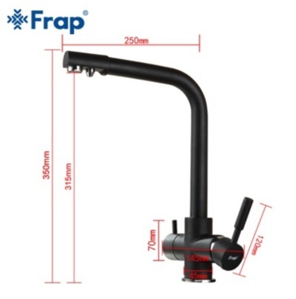 Смеситель для кухни Frap под фильтр F4352-7, чёрный Череповец - Торговый Дом Сантехника