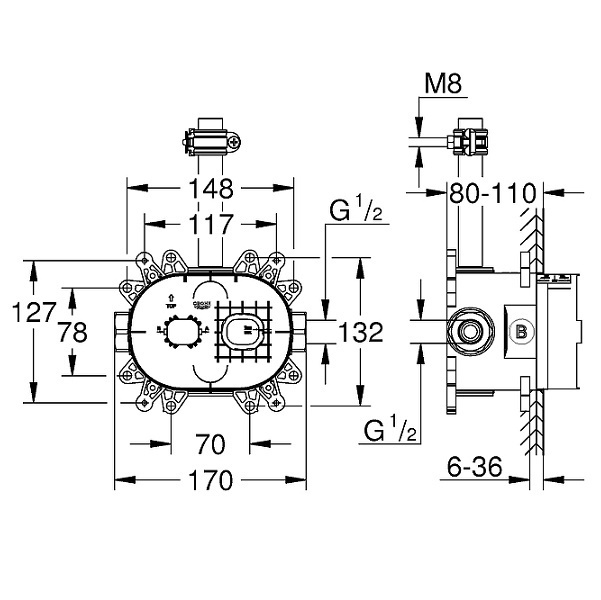Встраиваемая часть для верхнего душа Grohe Rainshower SmartControl, 26264001