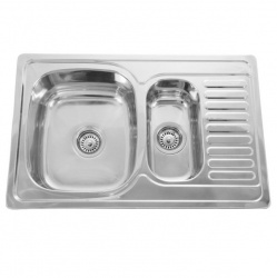 Мойка врезная SINKLIGHT 7850 L, 0,8180 1,5D, большая чаша слева, ботверстия, декор