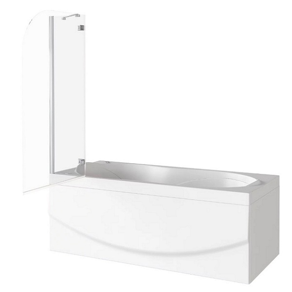 Шторка на ванну распашная GoodDoor Screen 2H--100-C-CH 10001400, прозрачное стекло, с ручкой