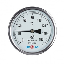 Термометр биметаллический ЭКОМЕРА БТ-1-100, 0-160С, L=100