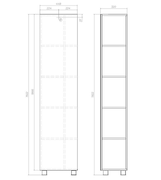 Пенал VIGO Urban-45с зеркалом 450х316х1866 цв. белый