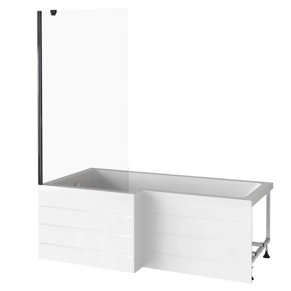 Шторка на ванну неподвижная GoodDoor Screen BS-80-C-B 8001400 мм, прозрачное стекло, проф. чёрный