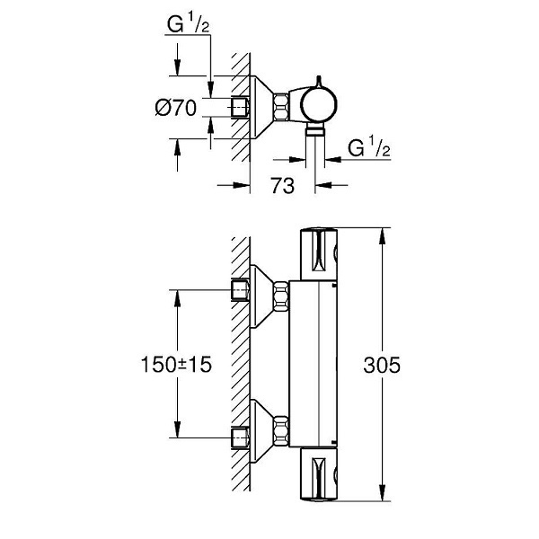 Смеситель для душа с термостатом Grohe Grohtherm 800, 34558000