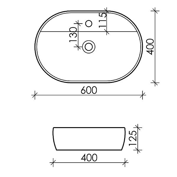 Раковина накладная Ceramicanova Element 60 CN6035, овальная