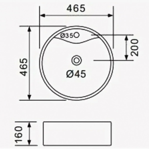 Раковина накладная GAPPO GT107  465х465х160 с отв. и переливом, белая