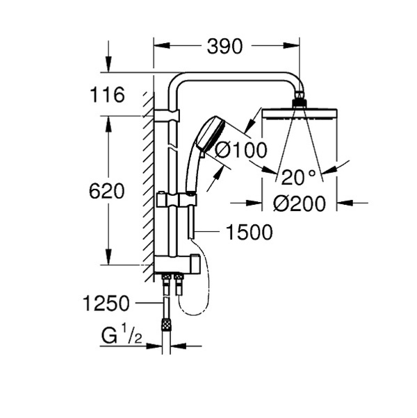 Душевая система Grohe Tempesta Cosmopolitan без смесителя, 27394002
