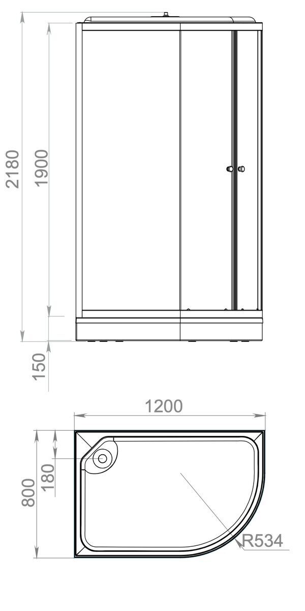 Душевая кабина Domani-Spa Delight Slim 128 120 х 80 х 218 х 15 R серые стенкипрозр. ст., профиль Gr