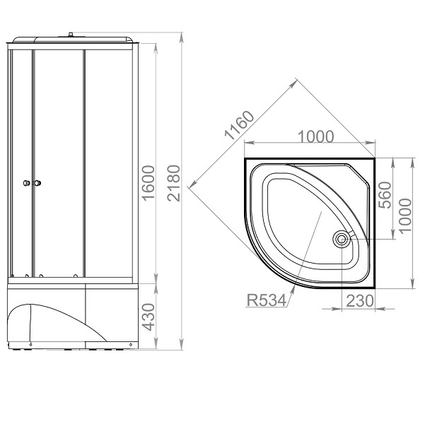 Душевая кабина Domani-Spa Delight Slim 110 high 100 х 100 х 218 х 45 черные стенкитонир. ст.